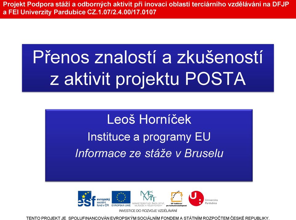 Horníček Instituce a programy