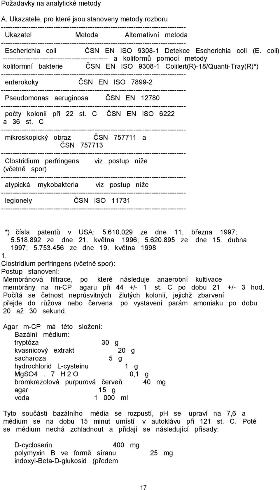 coli) ---------------------------------------------- a koliformů pomocí metody koliformní bakterie ČSN EN ISO 9308-1 Colilert(R)-18/Quanti-Tray(R)*) --------------- enterokoky ČSN EN ISO 7899-2