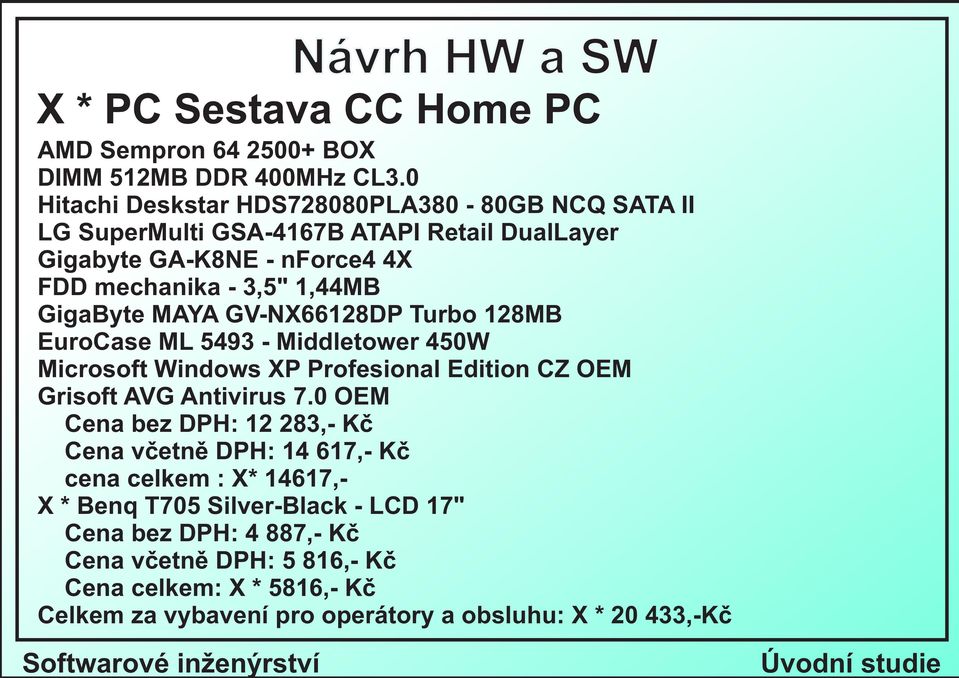 GigaByte MAYA GV-NX66128DP Turbo 128MB EuroCase ML 5493 - Middletower 450W Microsoft Windows XP Profesional Edition CZ OEM Grisoft AVG Antivirus 7.