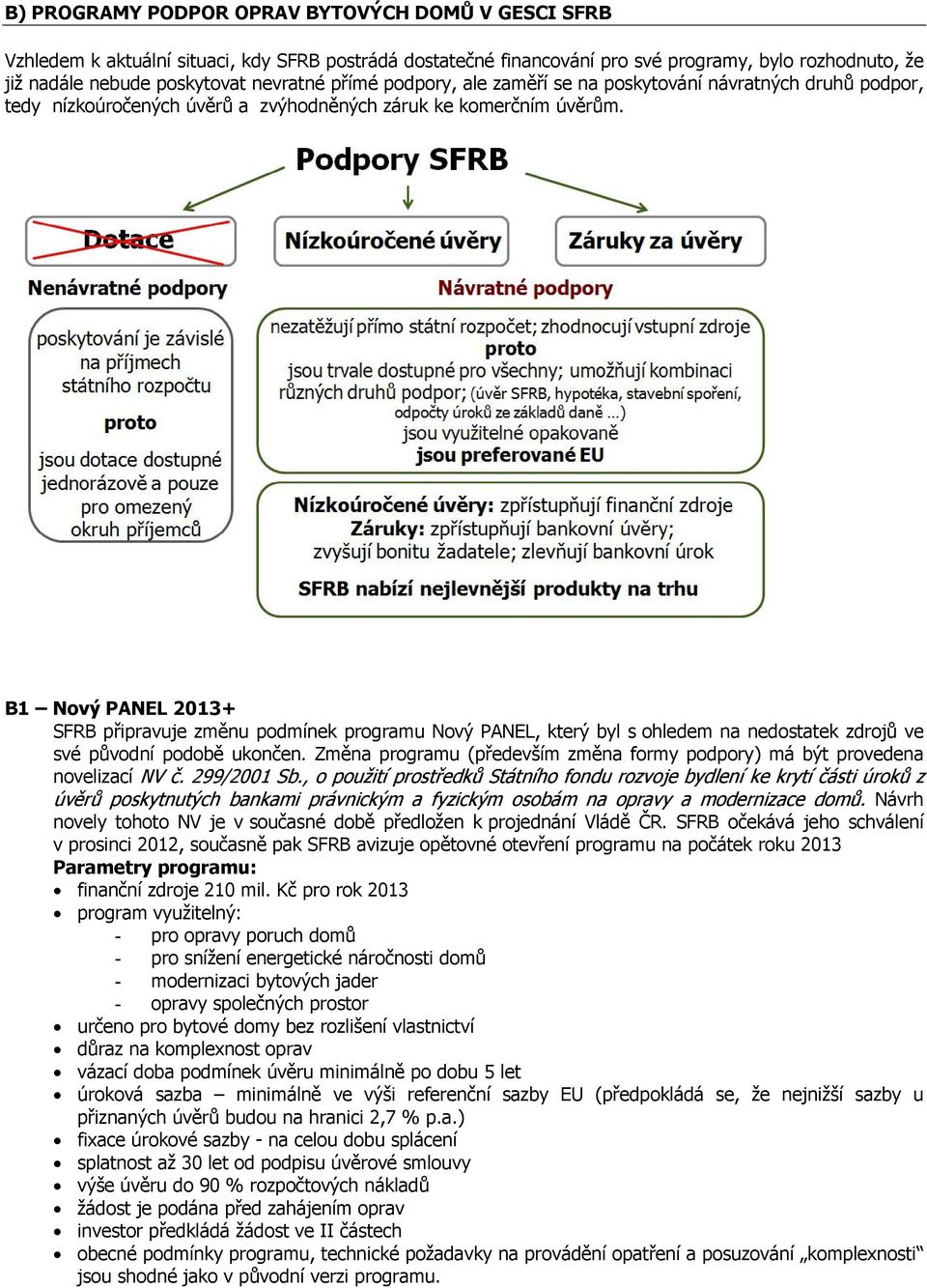 B1 Nový PANEL 2013+ SFRB připravuje změnu podmínek programu Nový PANEL, který byl s ohledem na nedostatek zdrojů ve své původní podobě ukončen.