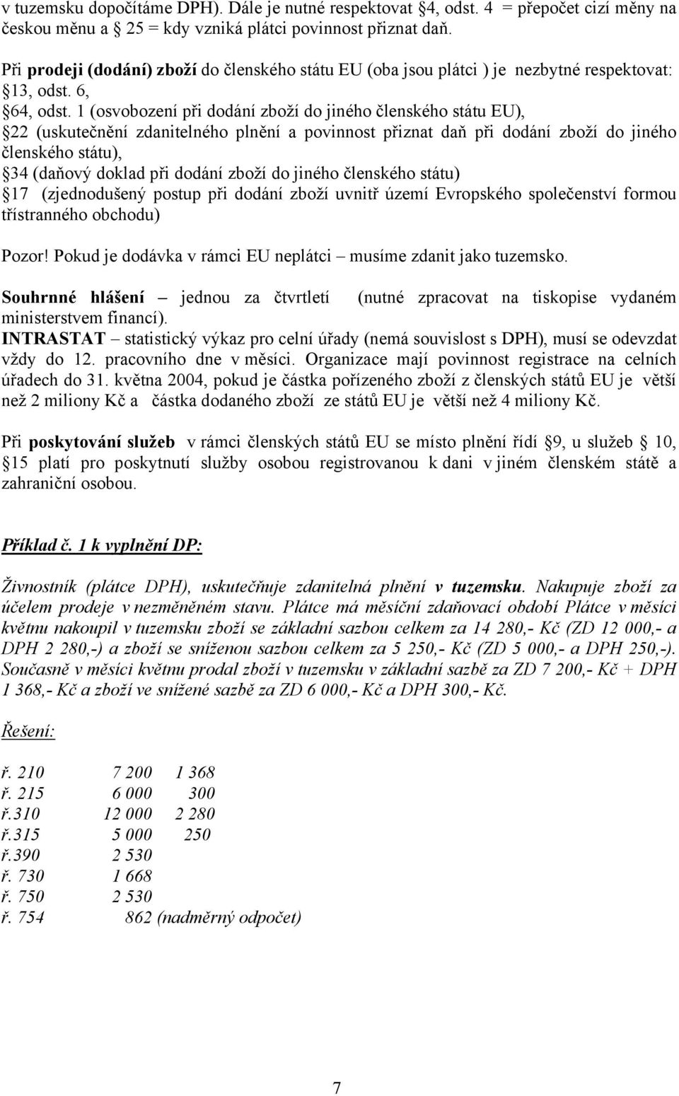 1 (osvobození při dodání zboží do jiného členského státu EU), 22 (uskutečnění zdanitelného plnění a povinnost přiznat daň při dodání zboží do jiného členského státu), 34 (daňový doklad při dodání