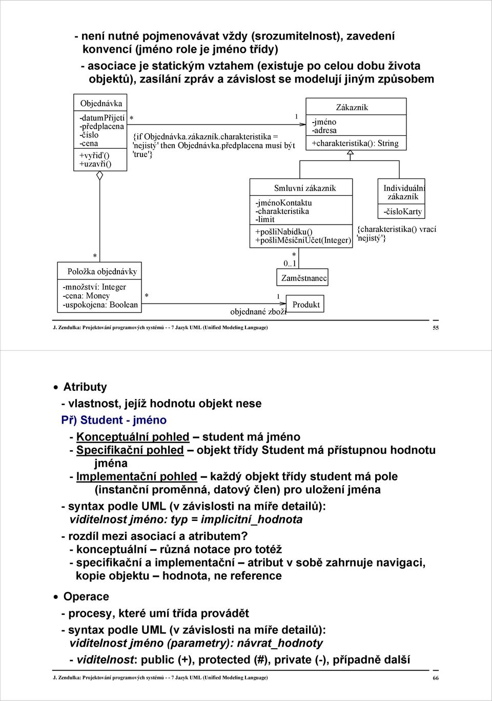 předplacena musí být 'true'} -jméno -adresa Zákazník +charakteristika(): String Položka objednávky -množství: Integer -cena: Money -uspokojena: Boolean Smluvní zákazník -jménokontaktu