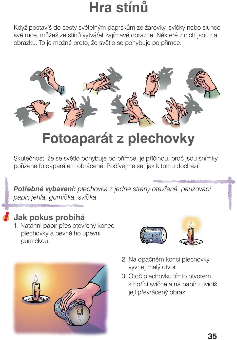 Fotoaparát z plechovky Skutečnost, že se světlo pohybuje po přímce, je příčinou, proč jsou snímky pořízené fotoaparátem obrácené. Podívejme se, jak k tomu dochází.