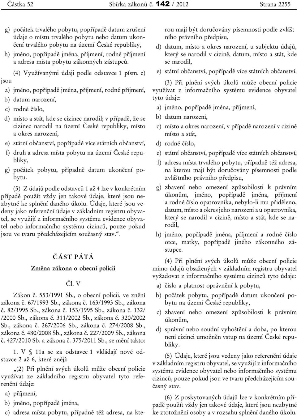 příjmení, rodné příjmení a adresa místa pobytu zákonných zástupců. (4) Využívanými údaji podle odstavce 1 písm.