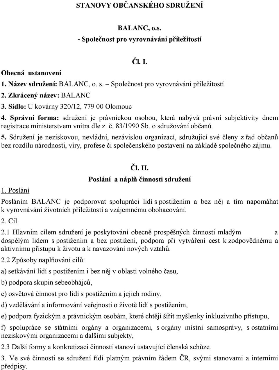 83/1990 Sb. o sdružování občanů. 5.