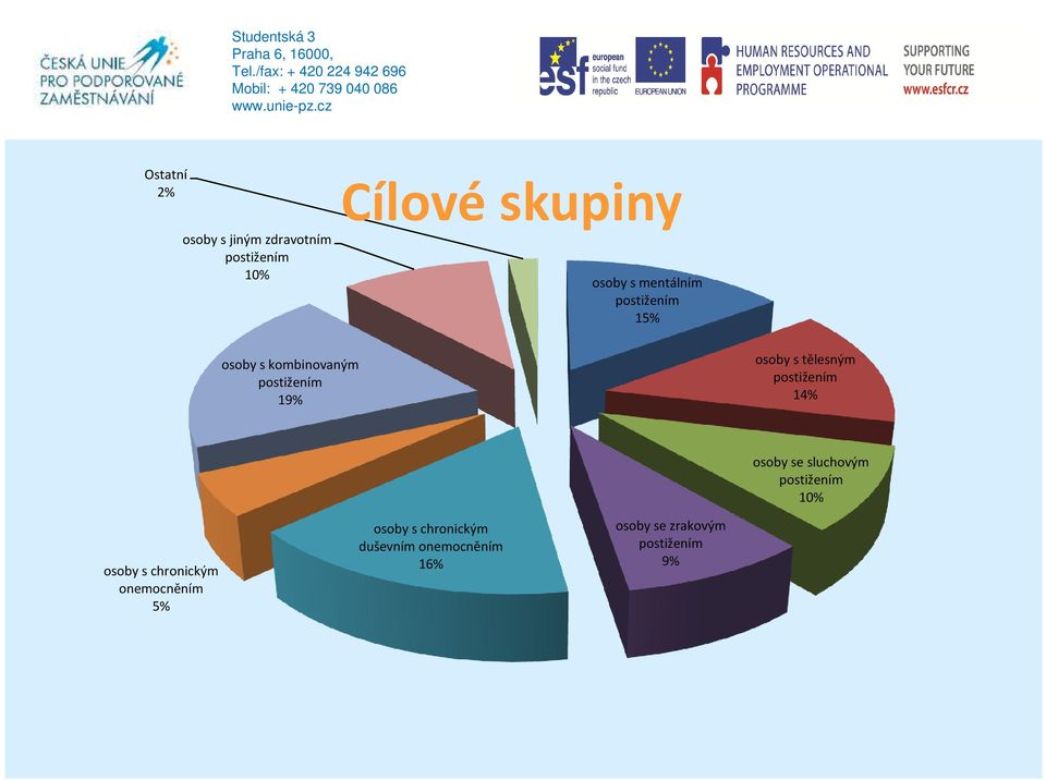 postižením 14% osoby se sluchovým postižením 10% osoby s chronickým