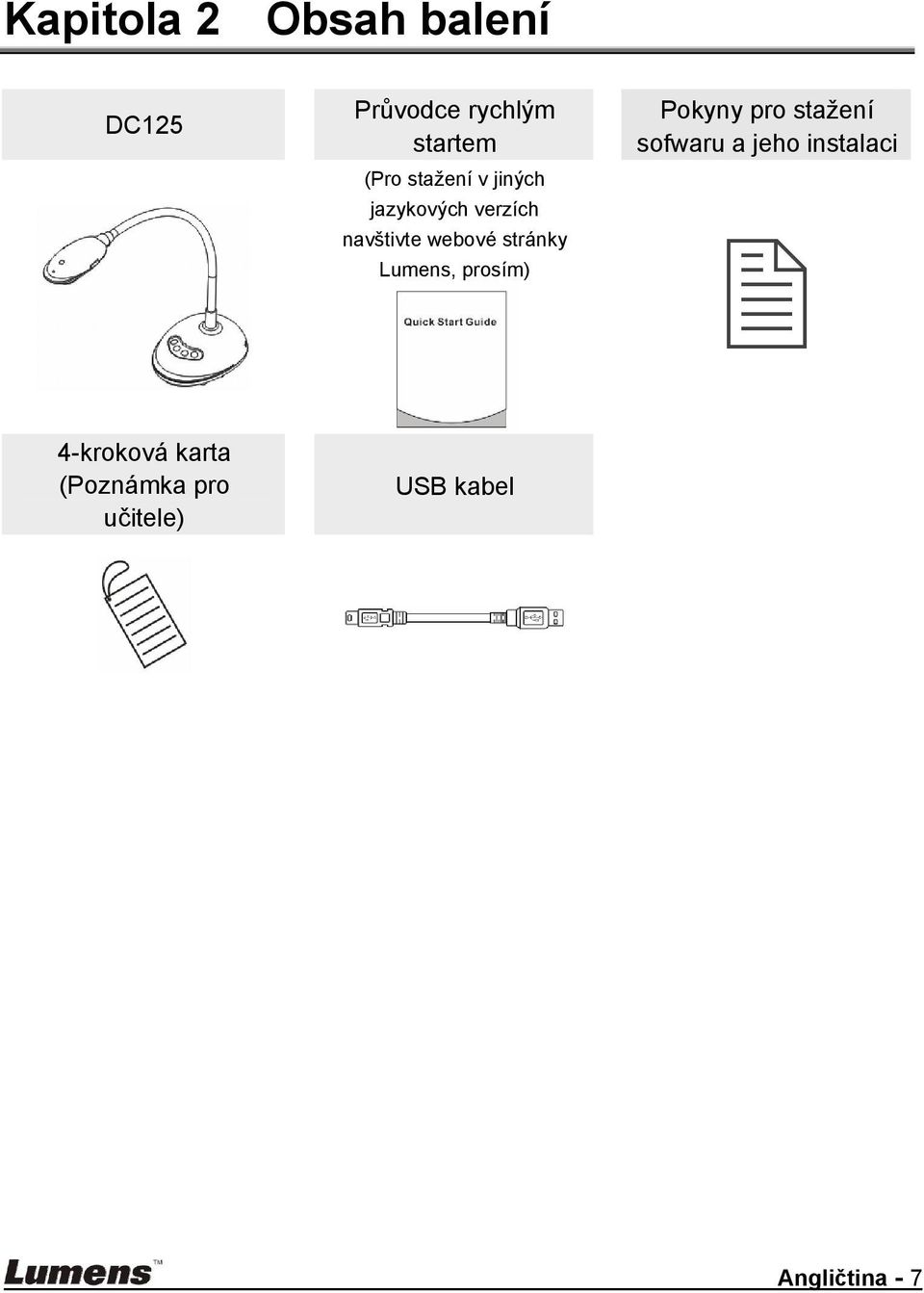 Lumens, prosím) Pokyny pro stažení sofwaru a jeho instalaci