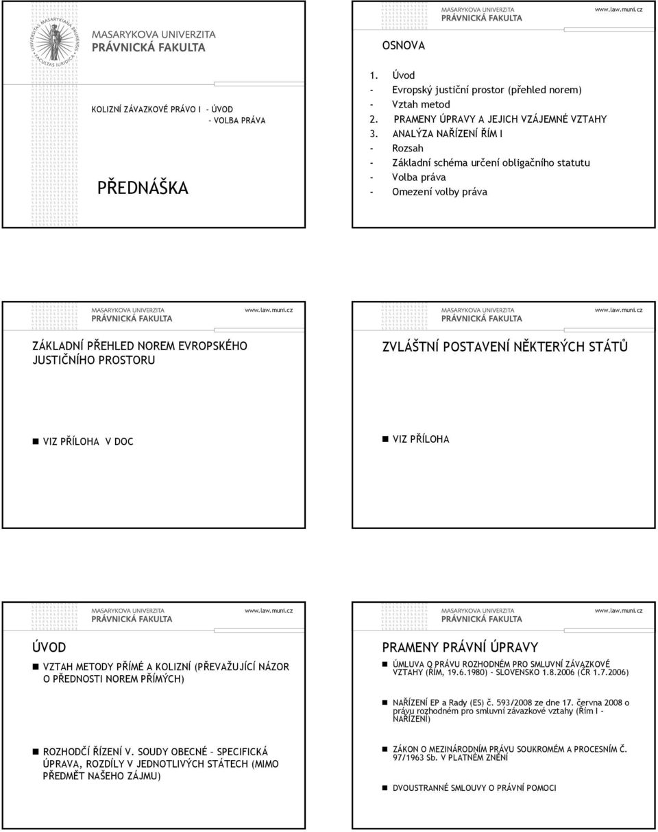 STÁTŮ VIZ PŘÍLOHA V DOC VIZ PŘÍLOHA ÚVOD VZTAH METODY PŘÍMÉ A KOLIZNÍ (PŘEVAŽUJÍCÍ NÁZOR O PŘEDNOSTI NOREM PŘÍMÝCH) PRAMENY PRÁVNÍ ÚPRAVY ÚMLUVA O PRÁVU ROZHODNÉM PRO SMLUVNÍ ZÁVAZKOVÉ VZTAHY (ŘÍM,