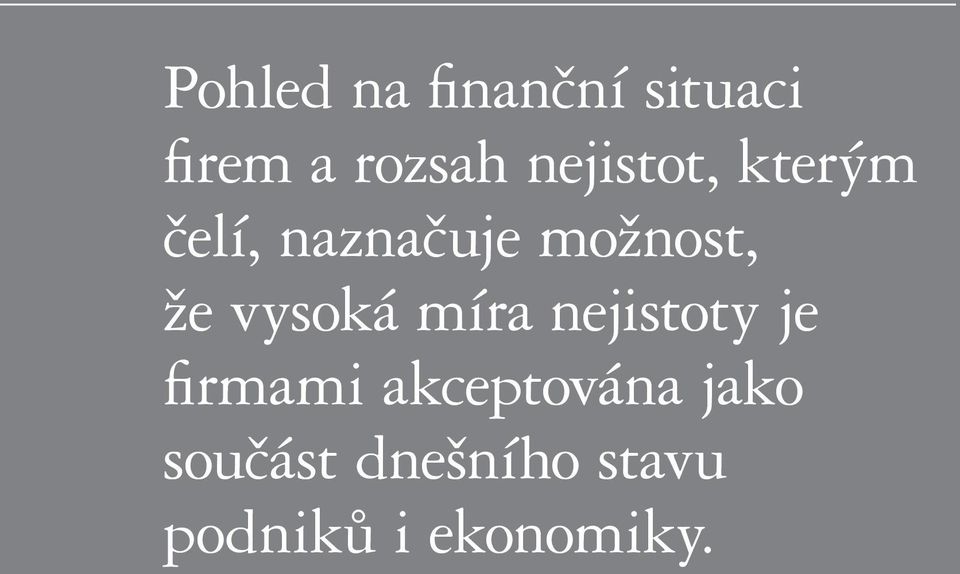 vysoká míra nejistoty je firmami akceptována