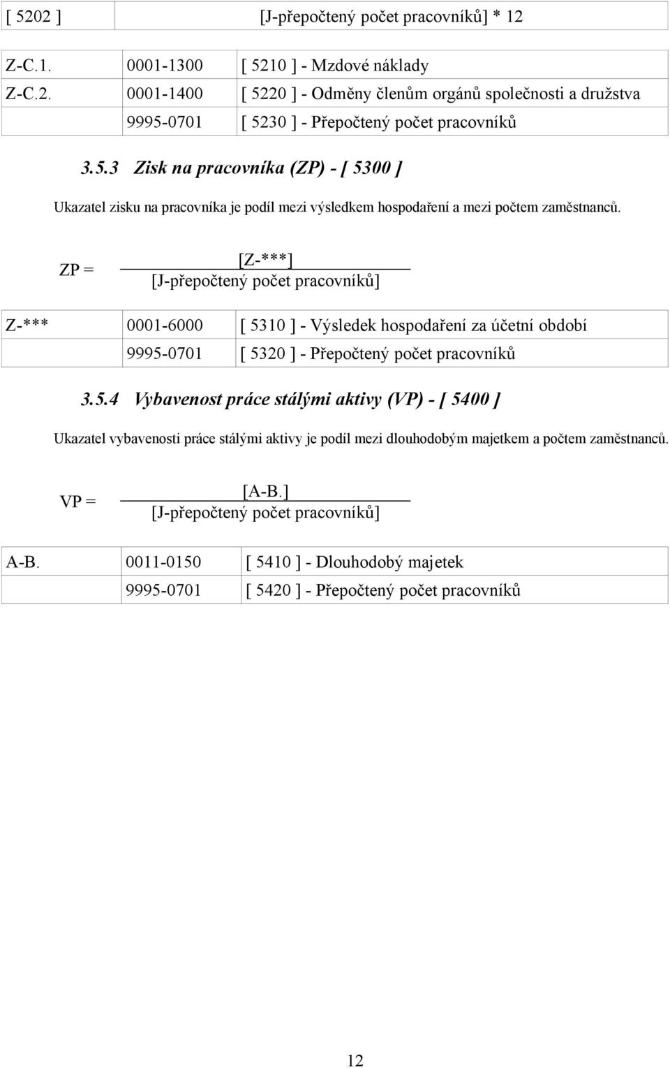 ZP = [Z-***] [J-přepočtený počet pracovníků] Z-*** 0001-6000 [ 53