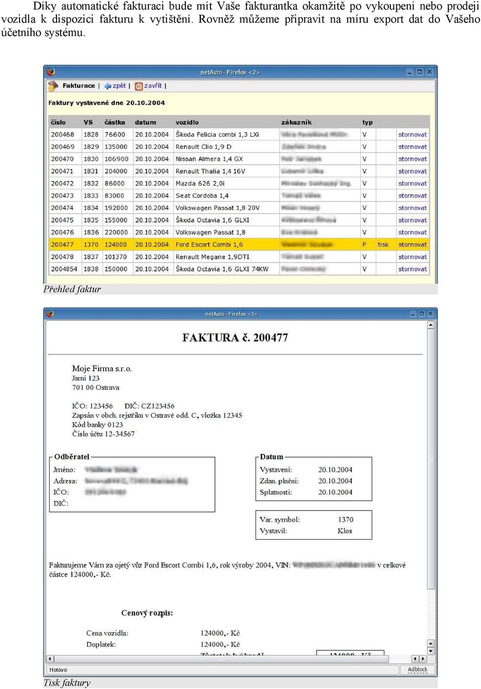 fakturu k vytištění.