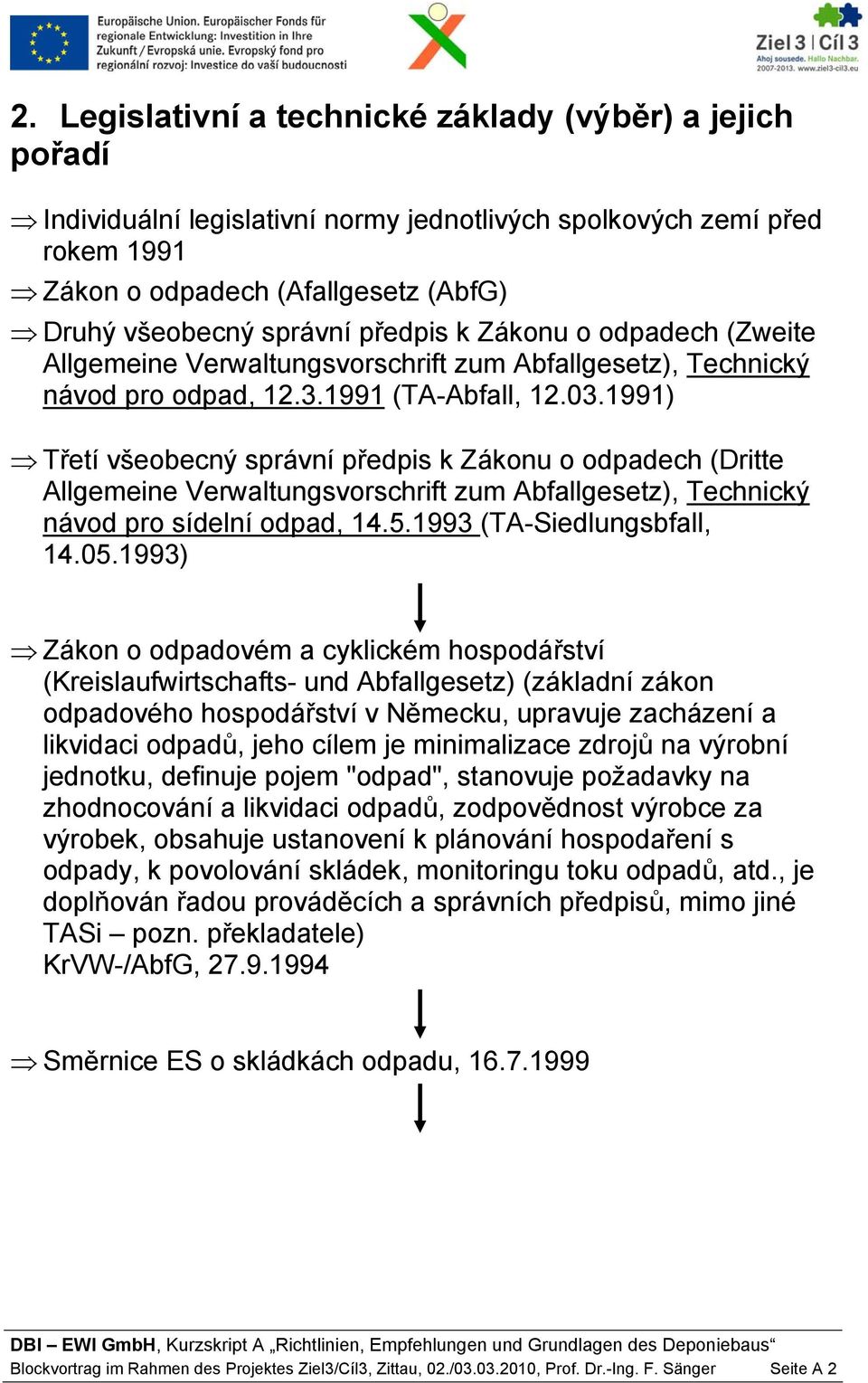 1991) Třetí všeobecný správní předpis k Zákonu o odpadech (Dritte Allgemeine Verwaltungsvorschrift zum Abfallgesetz), Technický návod pro sídelní odpad, 14.5.1993 (TA-Siedlungsbfall, 14.05.