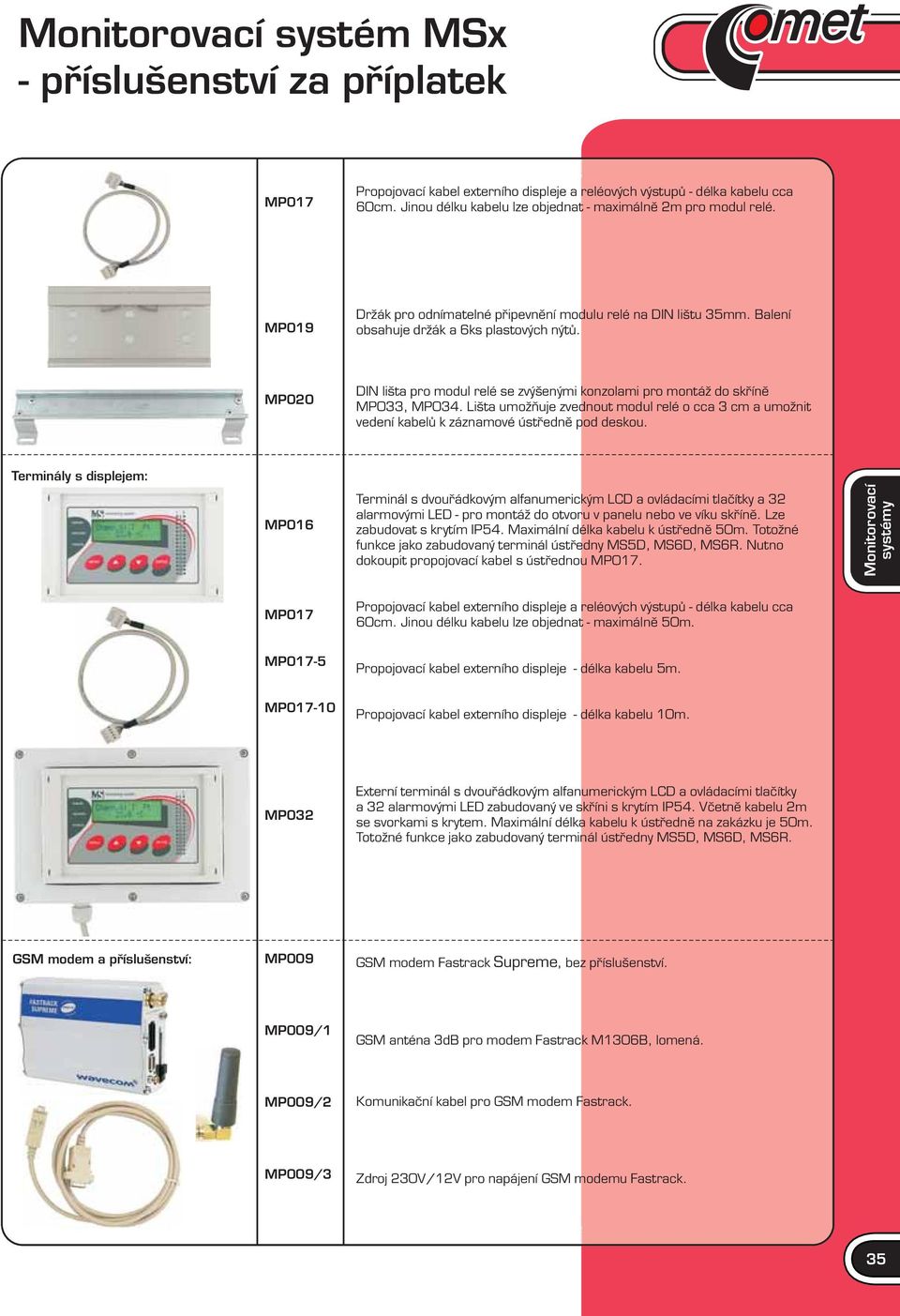 MP020 DIN lišta pro modul relé se zvýšenými konzolami pro montáž do skříně MP033, MP034. Lišta umožňuje zvednout modul relé o cca 3 cm a umožnit vedení kabelů k záznamové ústředně pod deskou.