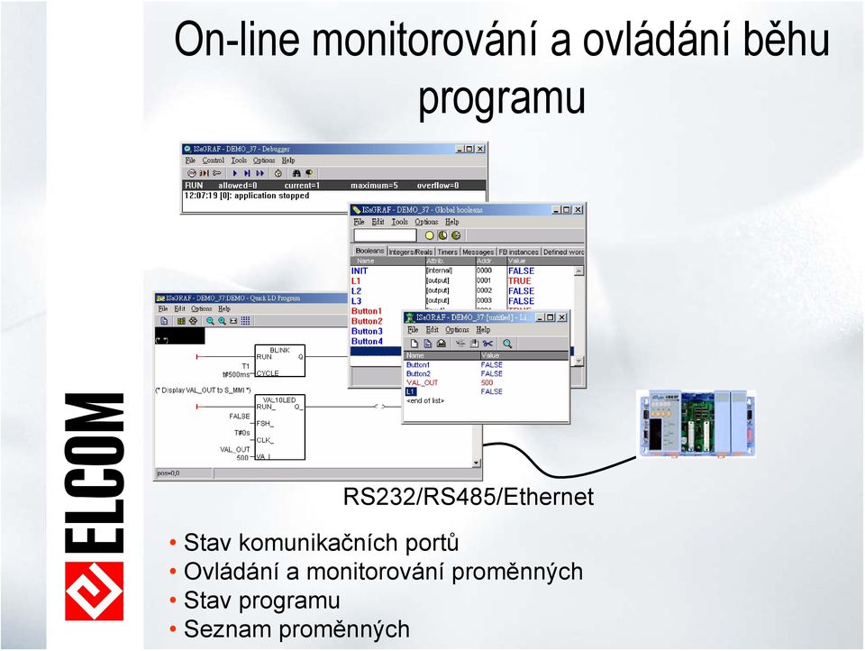 komunikačních portů Ovládání a