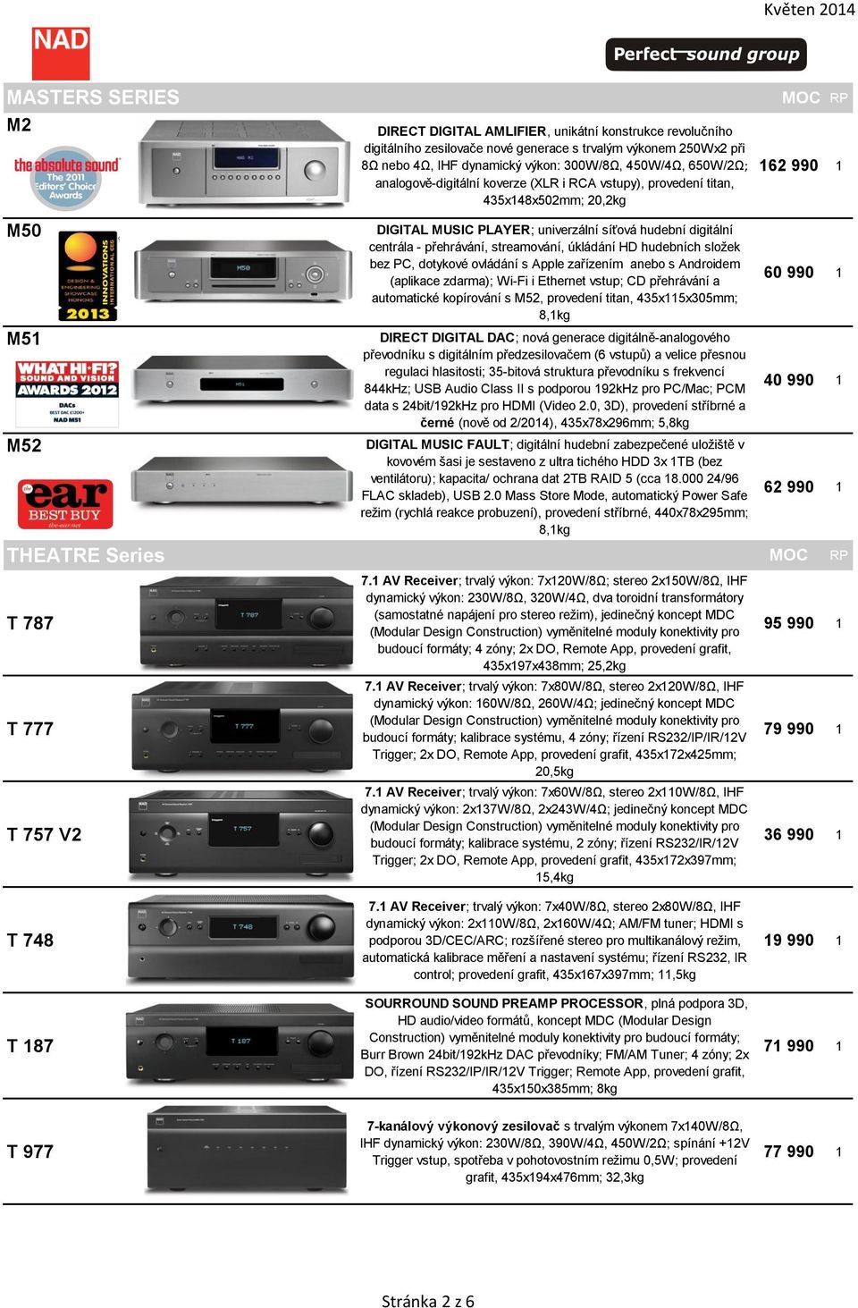 úkládání HD hudebních složek bez PC, dotykové ovládání s Apple zařízením anebo s Androidem (aplikace zdarma); Wi-Fi i Ethernet vstup; CD přehrávání a automatické kopírování s M52, provedení titan,