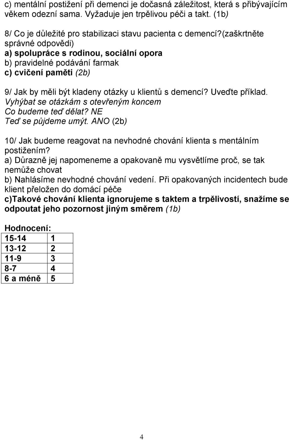 Vyhýbat se otázkám s otevřeným koncem Co budeme teď dělat? NE Teď se půjdeme umýt. ANO (2b) 10/ Jak budeme reagovat na nevhodné chování klienta s mentálním postižením?