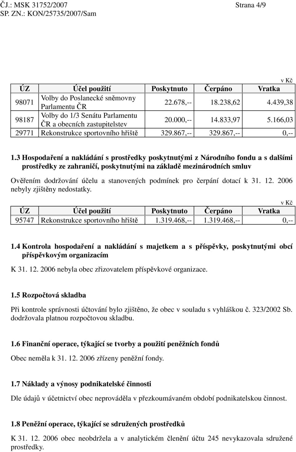 3 Hospodaení a nakládání s prostedky poskytnutými z Národního fondu a s dalšími prostedky ze zahranií, poskytnutými na základ mezinárodních smluv Ovením dodržování úelu a stanovených podmínek pro