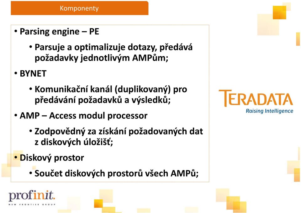 požadavků a výsledků; AMP Access modul processor Zodpovědný za získání