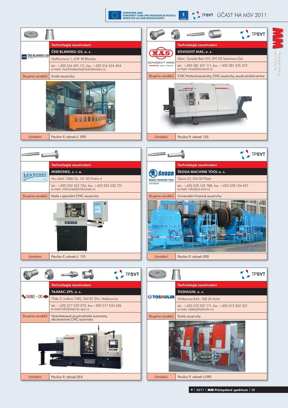 cz Svislé soustruhy CNC Hrotové soustruhy, CNC soustruhy, soustružnická centra Umístění Pavilon P, stánek 135 Technologie soustružení MIKRONEX, s. r. o. Na úlehli 1286/16, 141 00 Praha 4 tel.