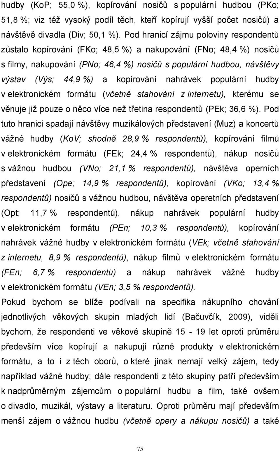 kopírování nahrávek populární hudby v elektronickém formátu (včetně stahování z internetu), kterému se věnuje již pouze o něco více než třetina respondentů (PEk; 36,6 %).