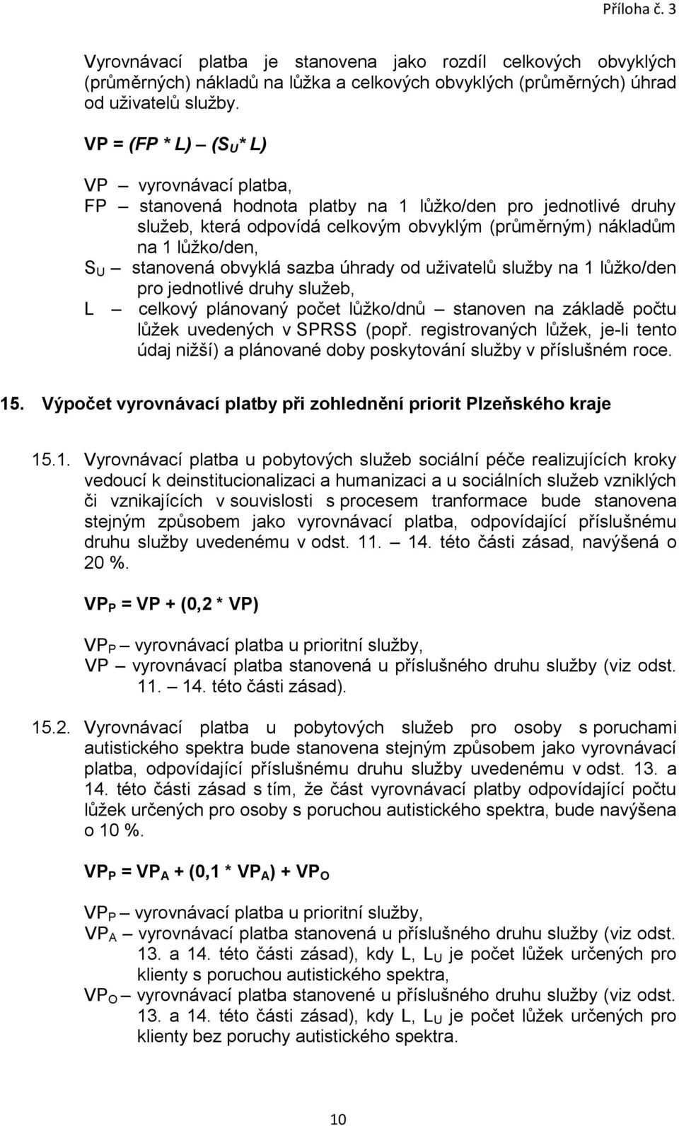 stanovená obvyklá sazba úhrady od uživatelů služby na 1 lůžko/den pro jednotlivé druhy služeb, L celkový plánovaný počet lůžko/dnů stanoven na základě počtu lůžek uvedených v SPRSS (popř.