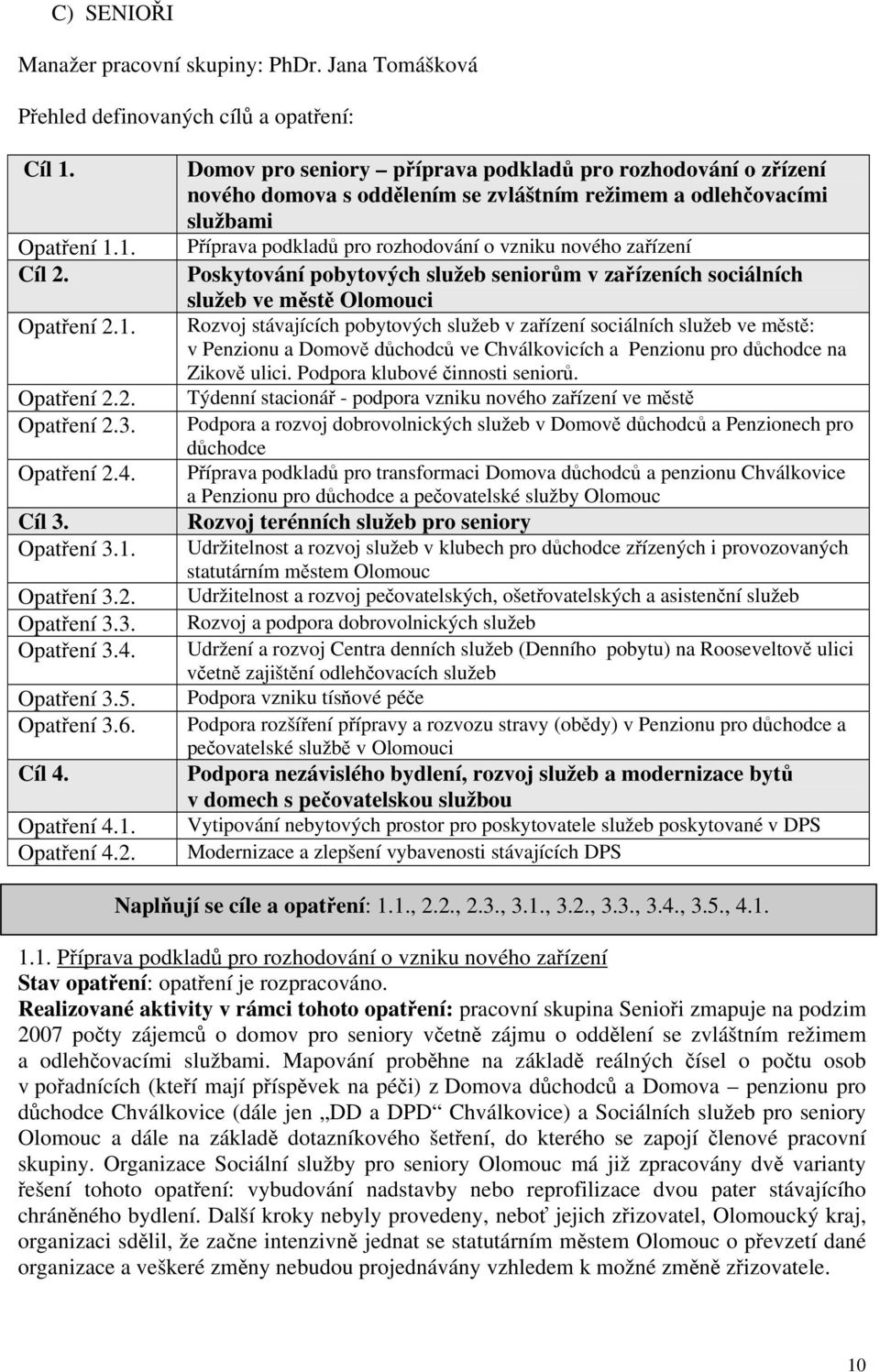 Domov pro seniory píprava podklad pro rozhodování o zízení nového domova s oddlením se zvláštním režimem a odlehovacími službami Píprava podklad pro rozhodování o vzniku nového zaízení Poskytování