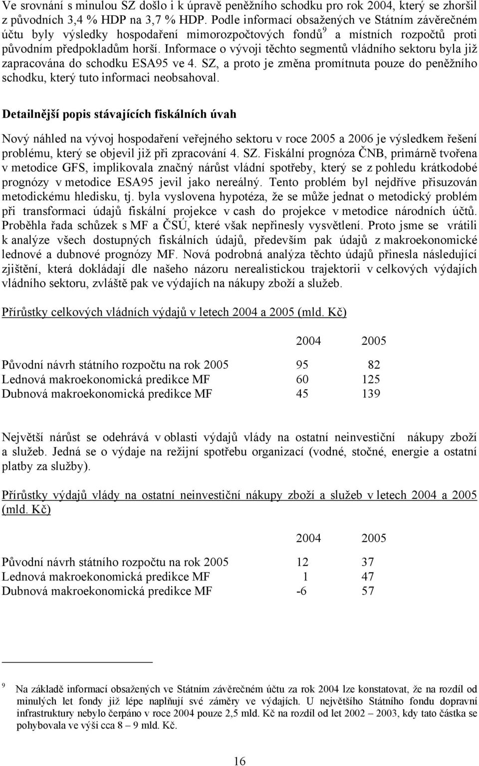 Informace o vývoji těchto segmentů vládního sektoru byla již zapracována do schodku ESA95 ve 4. SZ, a proto je změna promítnuta pouze do peněžního schodku, který tuto informaci neobsahoval.