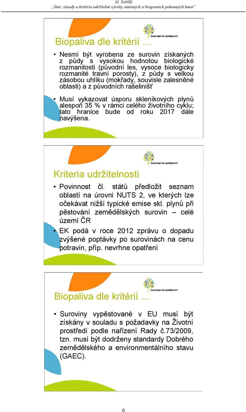 navýšena. Kriteria udržitelnosti Povinnost čl. států předložit seznam oblastí na úrovni NUTS 2, ve kterých lze očekávat nižší typické emise skl.
