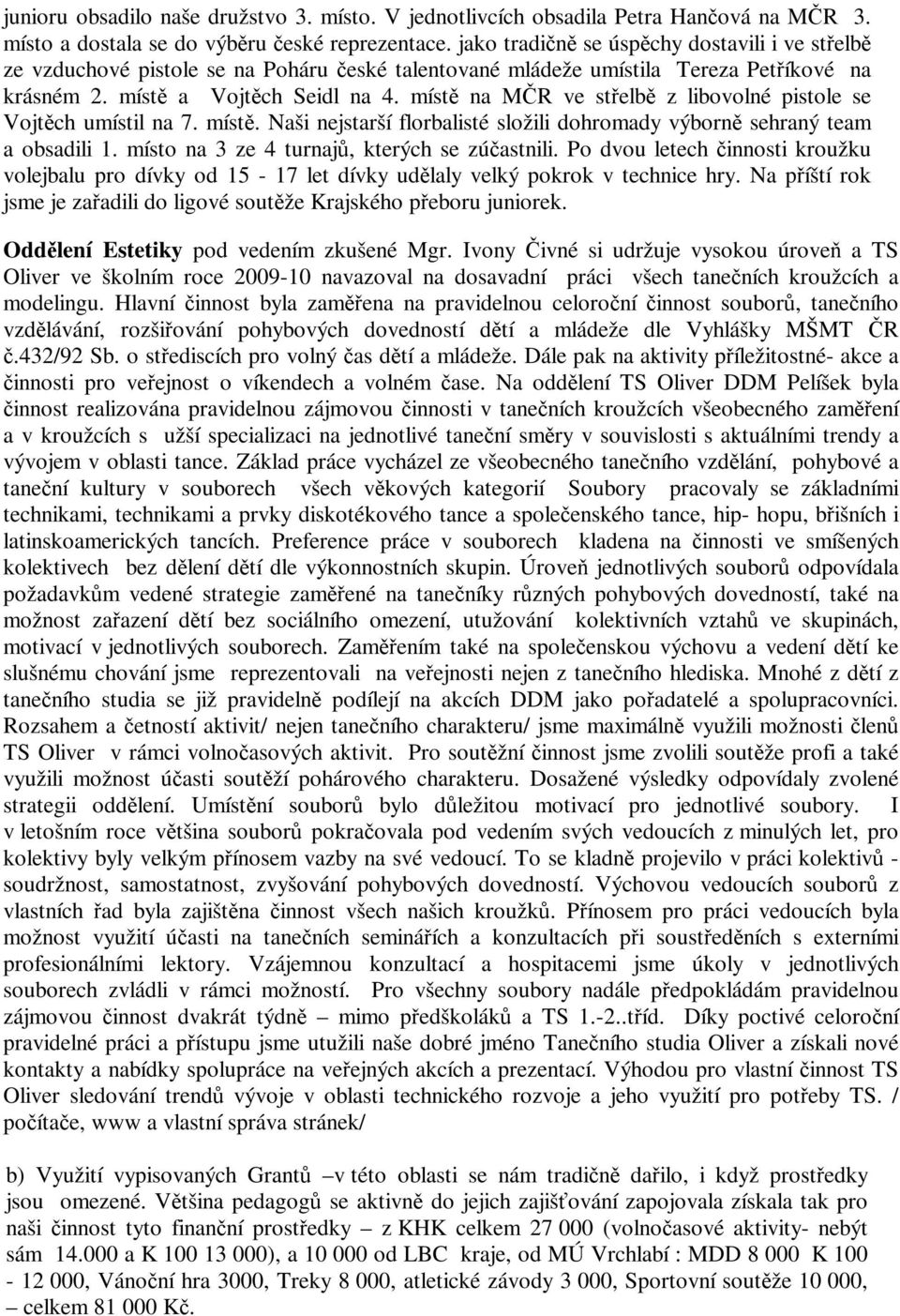 místě na MČR ve střelbě z libovolné pistole se Vojtěch umístil na 7. místě. Naši nejstarší florbalisté složili dohromady výborně sehraný team a obsadili 1.