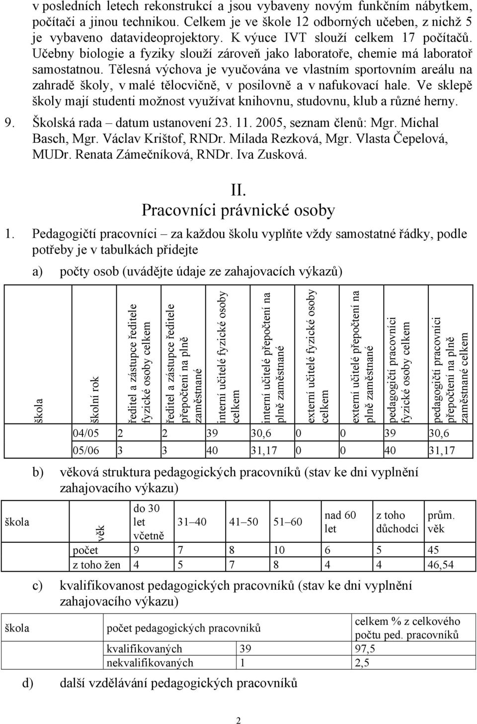 Tělesná výchova je vyučována ve vlastním sportovním areálu na zahradě školy, v malé tělocvičně, v posilovně a v nafukovací hale.