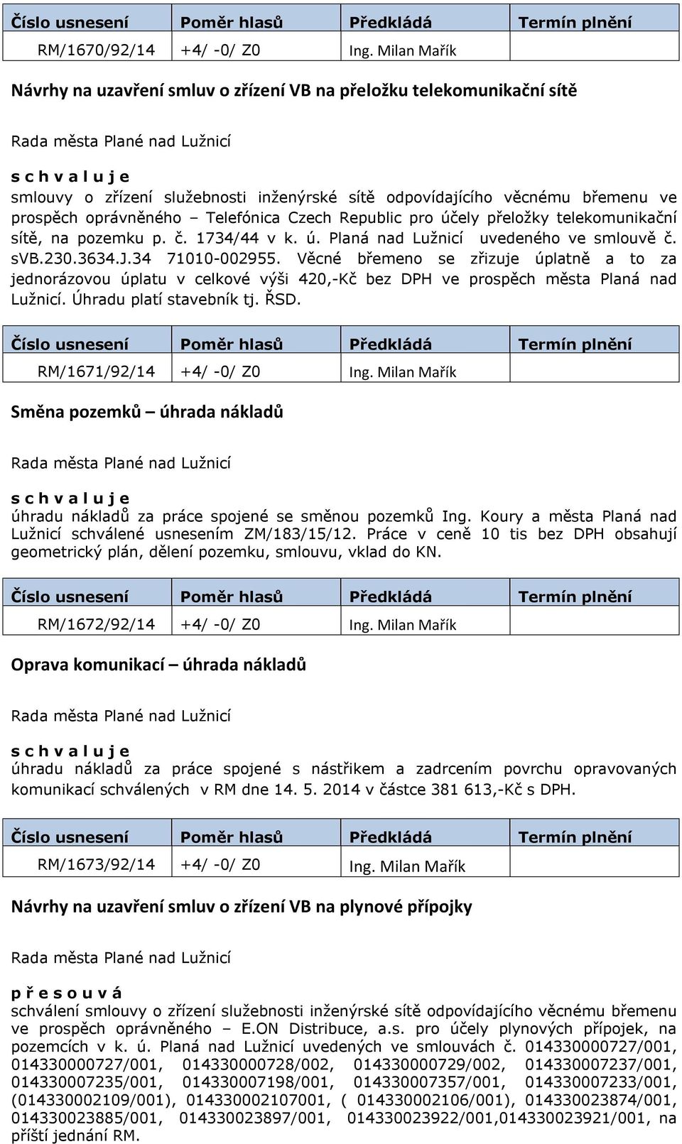 Czech Republic pro účely přeložky telekomunikační sítě, na pozemku p. č. 1734/44 v k. ú. Planá nad Lužnicí uvedeného ve smlouvě č. svb.230.3634.j.34 71010-002955.