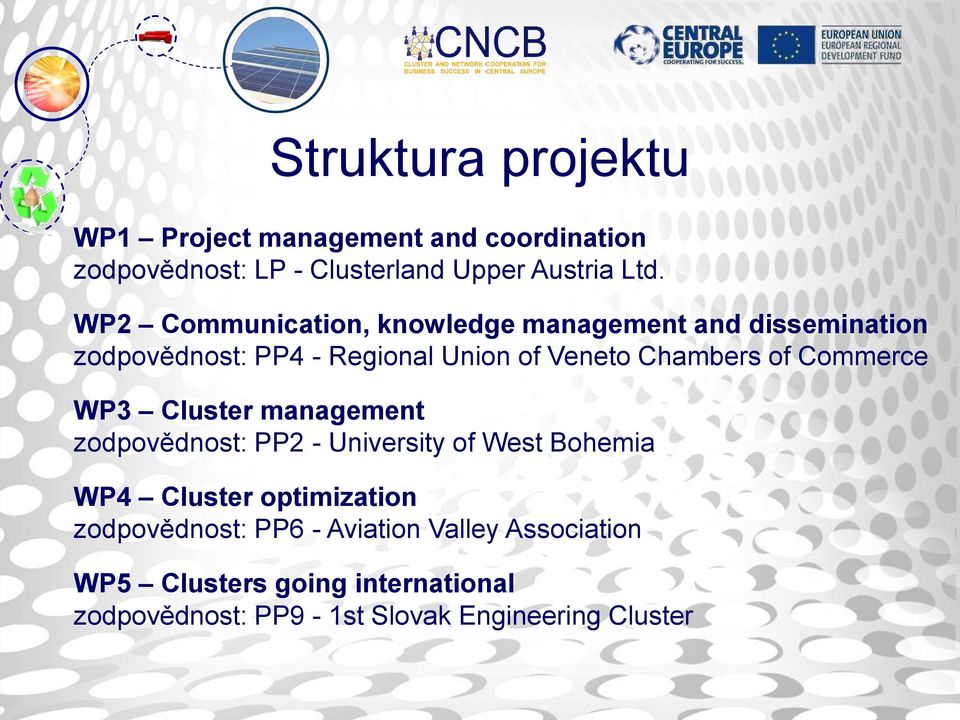 Commerce WP3 Cluster management zodpovědnost: PP2 - University of West Bohemia WP4 Cluster optimization
