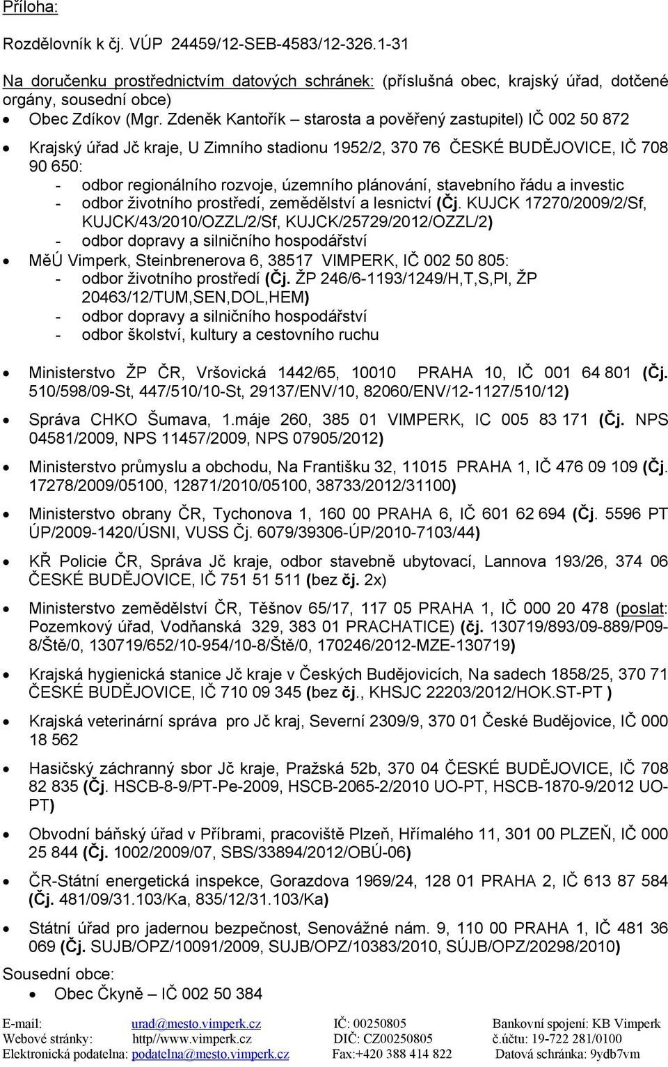 plánování, stavebního řádu a investic - odbor životního prostředí, zemědělství a lesnictví (Čj.