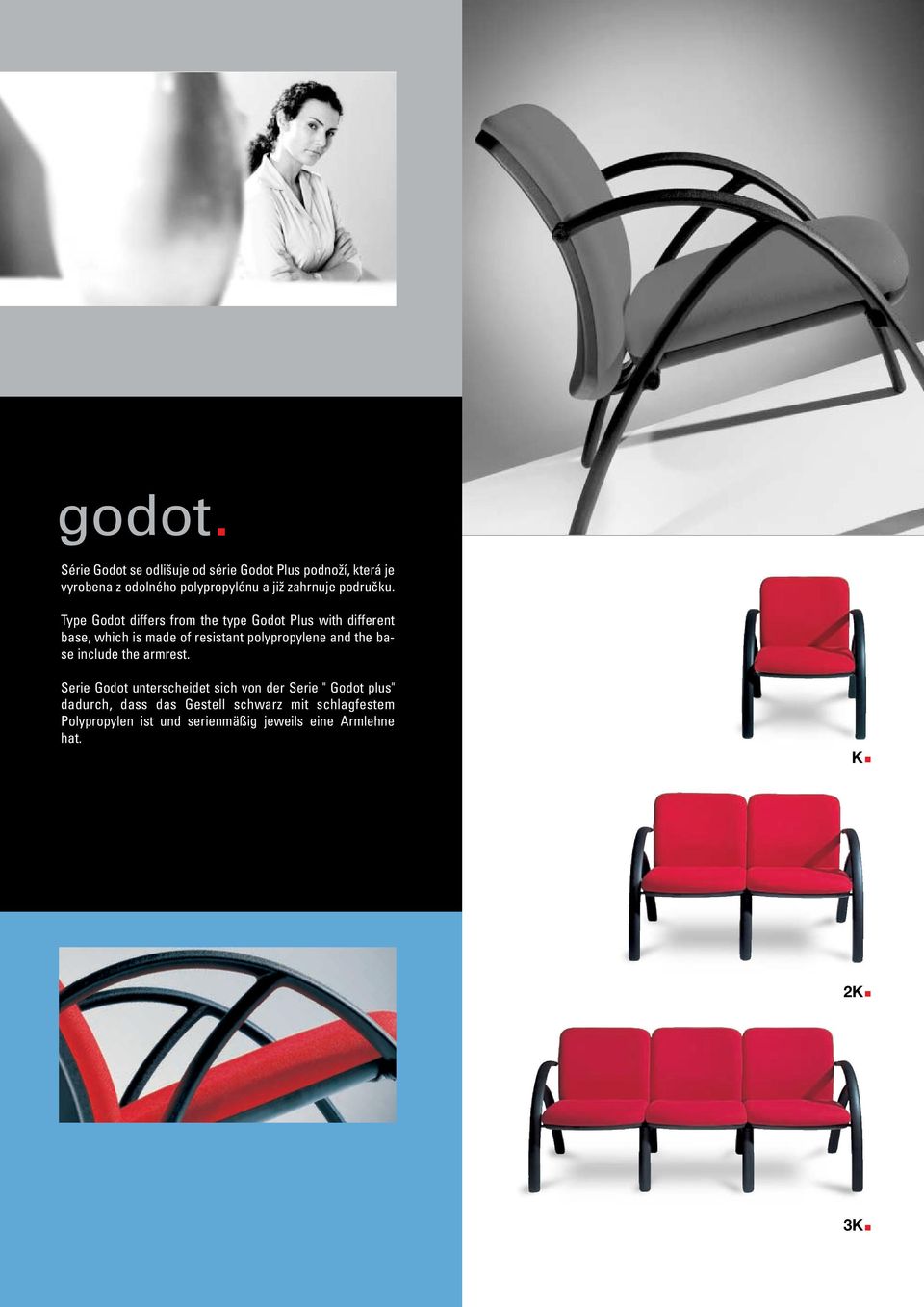 Type Godot differs from the type Godot Plus with different base, which is made of resistant polypropylene and