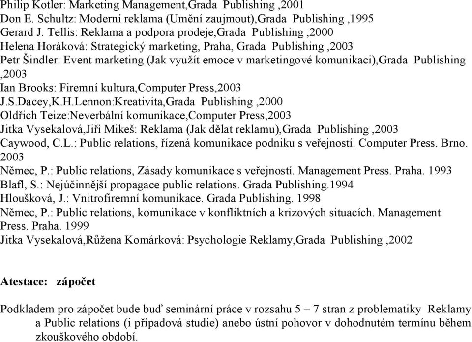 komunikaci),grada Publishing,2003 Ian Brooks: Firemní kultura,computer Press,2003 J.S.Dacey,K.H.