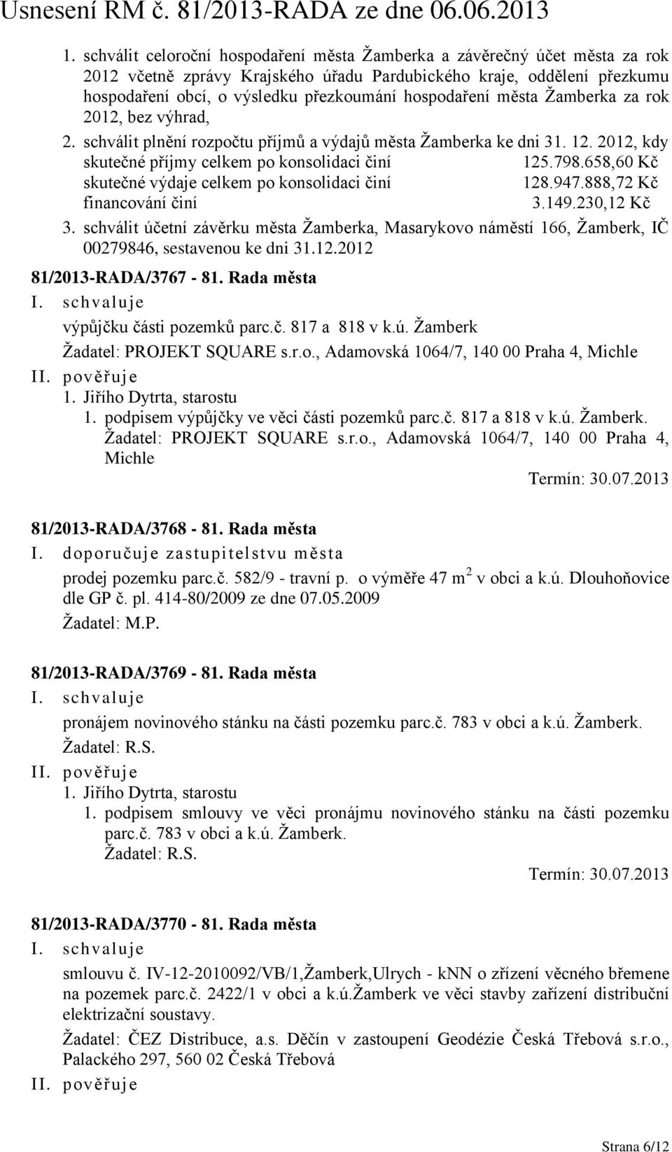 658,60 Kč skutečné výdaje celkem po konsolidaci činí 128.947.888,72 Kč financování činí 3.149.230,12 Kč 3.