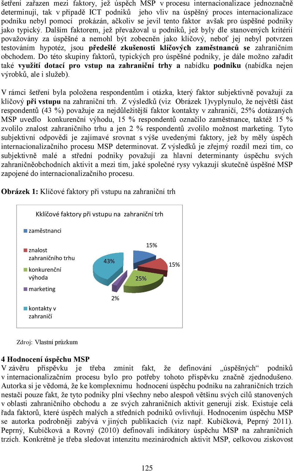 Dalším faktorem, jež převažoval u podniků, jež byly dle stanovených kritérií považovány za úspěšné a nemohl být zobecněn jako klíčový, neboť jej nebyl potvrzen testováním hypotéz, jsou předešlé
