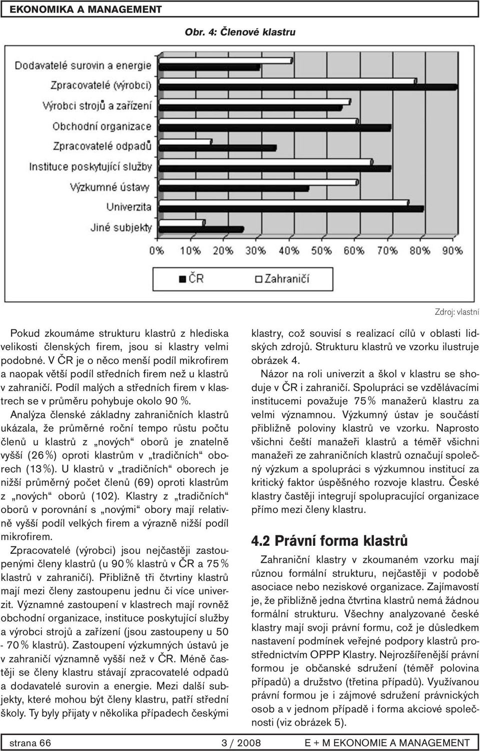 Analýza členské základny zahraničních klastrů ukázala, že průměrné roční tempo růstu počtu členů u klastrů z nových oborů je znatelně vyšší (26 %) oproti klastrům v tradičních oborech (13 %).