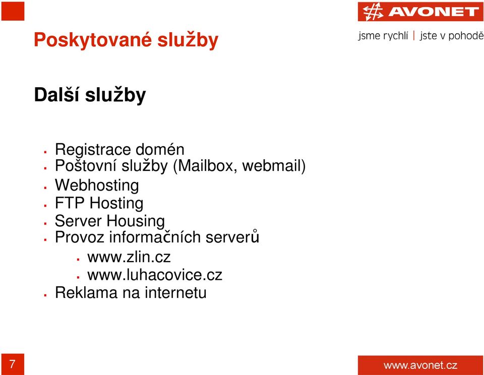 Hosting Server Housing Provoz informačních serverů