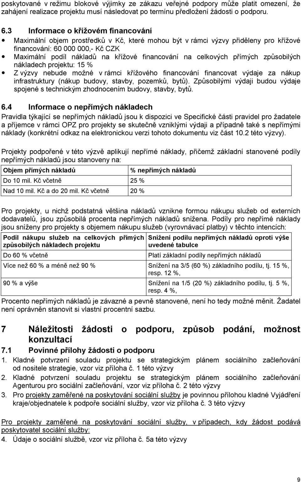na celkových přímých způsobilých nákladech projektu: 15 % Z výzvy nebude možné v rámci křížového financování financovat výdaje za nákup infrastruktury (nákup budovy, stavby, pozemků, bytů).