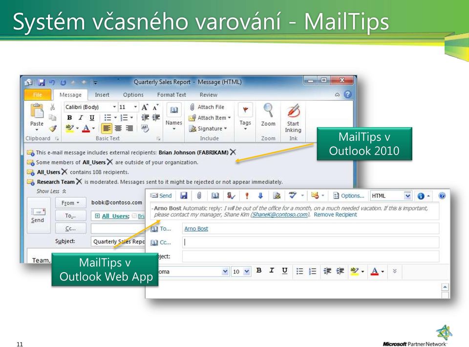 MailTips v Outlook