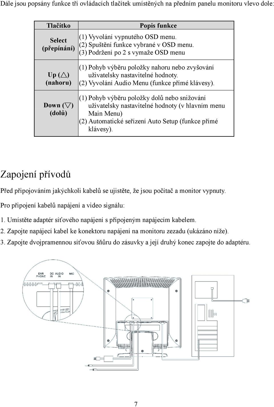 (2) Vyvolání Audio Menu (funkce přímé klávesy).