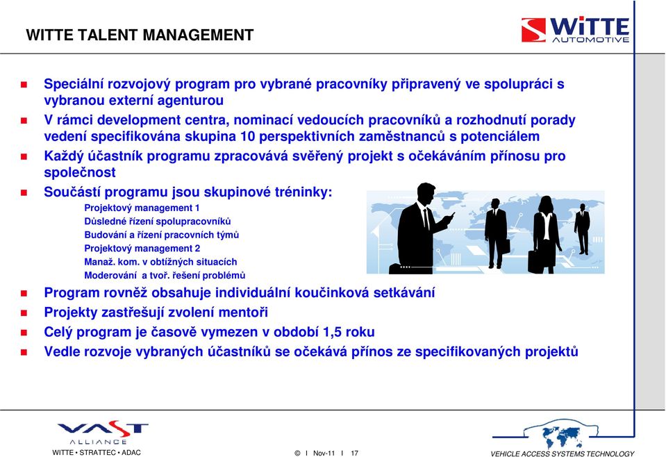 tréninky: Projektový management 1 Důsledné řízení spolupracovníků Budování a řízení pracovních týmů Projektový management 2 Manaž. kom. v obtížných situacích Moderování a tvoř.