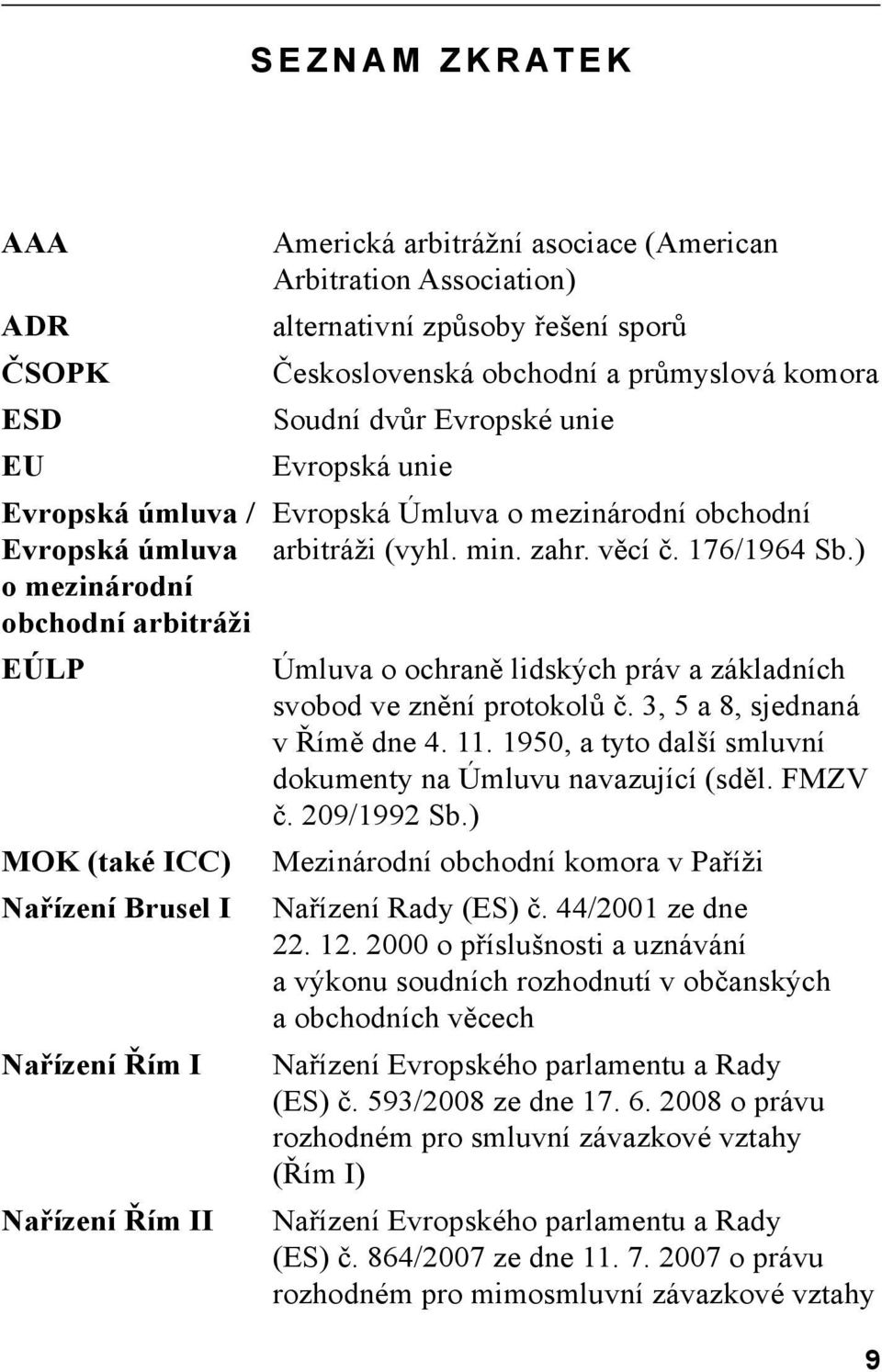 obchodní arbitráži (vyhl. min. zahr. věcí č. 176/1964 Sb.) Úmluva o ochraně lidských práv a základních svobod ve znění protokolů č. 3, 5 a 8, sjednaná v Římě dne 4. 11.