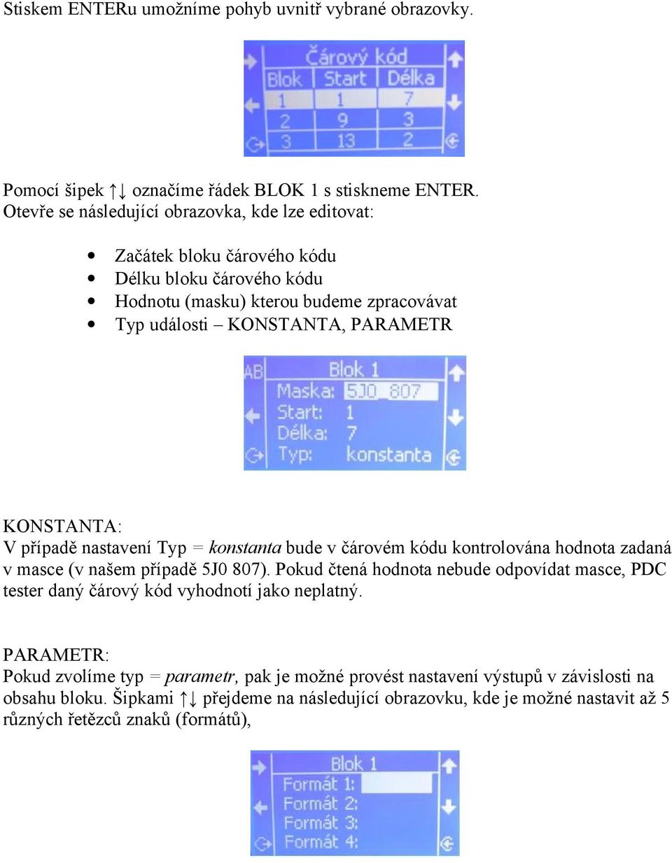 KONSTANTA: V případě nastavení Typ = konstanta bude v čárovém kódu kontrolována hodnota zadaná v masce (v našem případě 5J0 807).