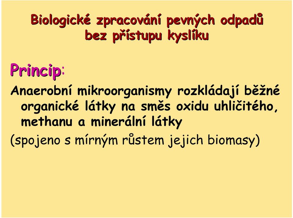 běžné organické látky na směs oxidu uhličitého, methanu