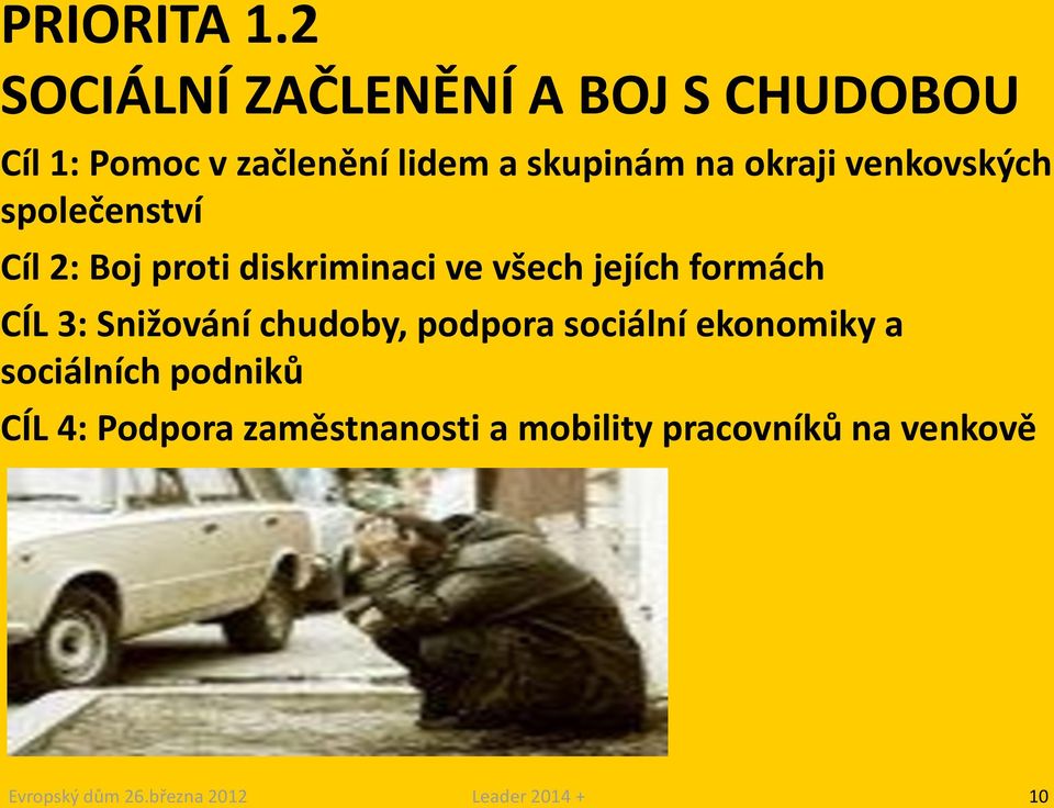 na okraji venkovských společenství Cíl 2: Boj proti diskriminaci ve všech