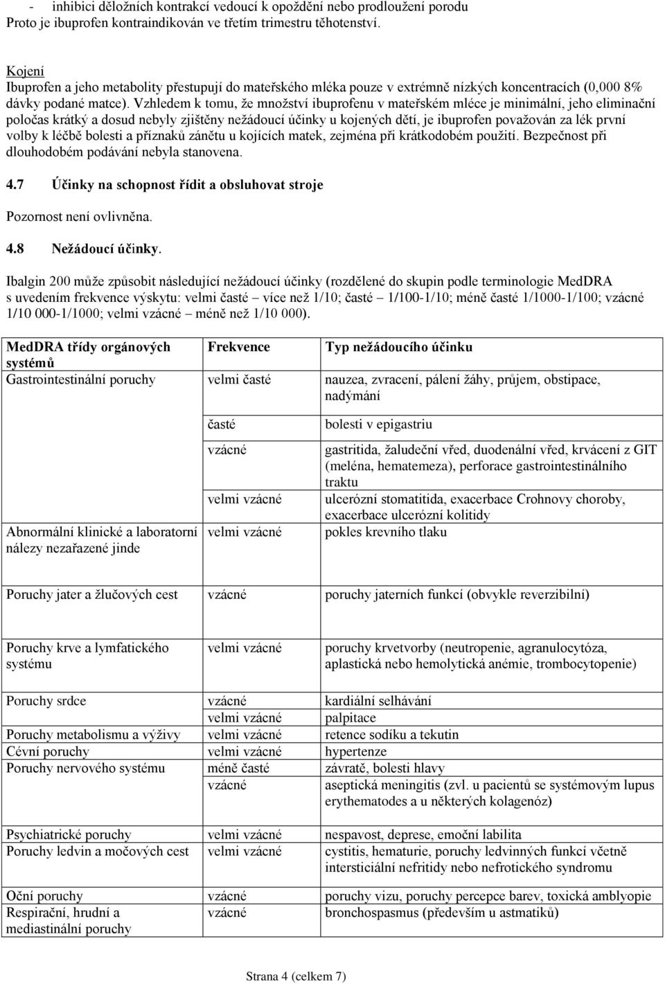 Vzhledem k tomu, že množství ibuprofenu v mateřském mléce je minimální, jeho eliminační poločas krátký a dosud nebyly zjištěny nežádoucí účinky u kojených dětí, je ibuprofen považován za lék první