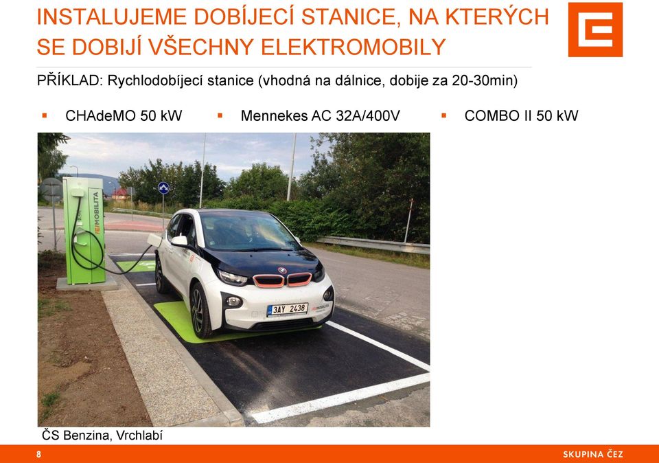 (vhodná na dálnice, dobije za 20-30min) CHAdeMO 50 kw