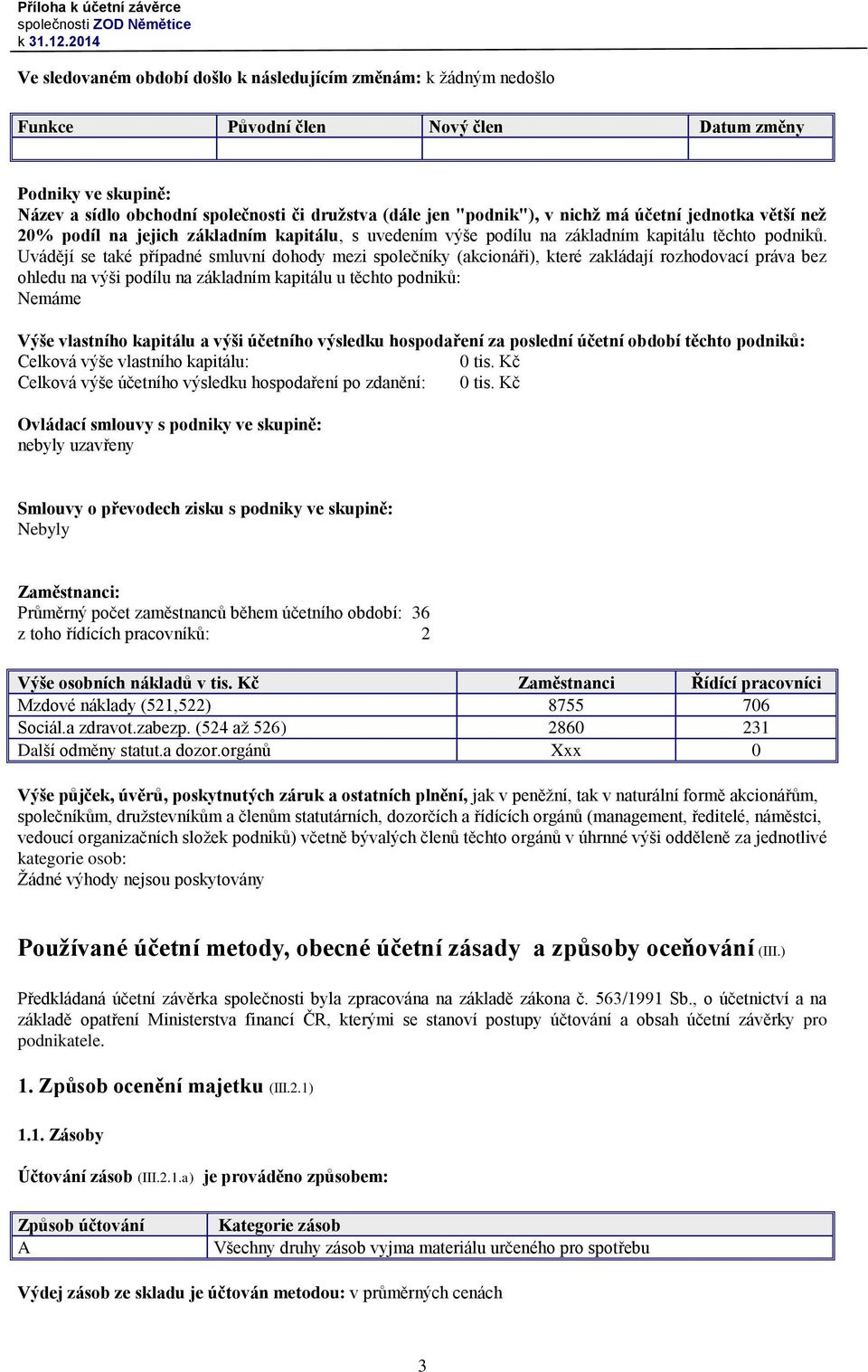 Uvádějí se také případné smluvní dohody mezi společníky (akcionáři), které zakládají rozhodovací práva bez ohledu na výši podílu na základním kapitálu u těchto podniků: Výše vlastního kapitálu a výši